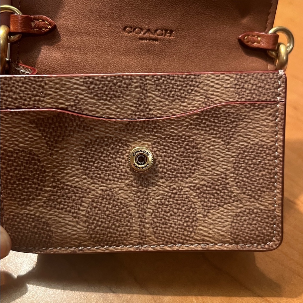 Coach Chain Wallet Card Case Rust - image 4